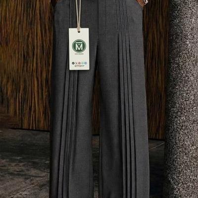 Polished men's Front-Pleat Design Suit Pants